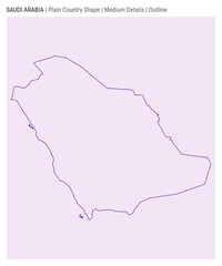 Saudi Arabia plain country map. Medium details. Outline style. Shape of Saudi Arabia. Vector illustration.