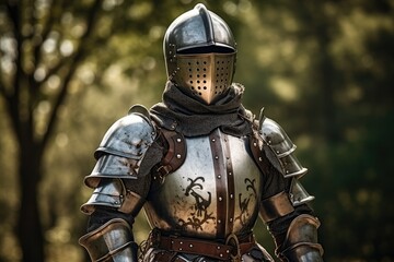 Armored knight in the forest