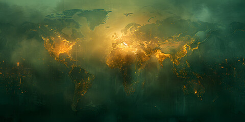 Fototapeta premium Digital Terra Firma: A Minimalist Futuristic Map Canvas