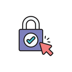 Padlock icon design with white background stock illustration