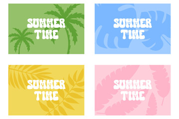 horizontal summer backgrounds with tropical palm leaves. summer time. vector