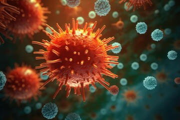 Detailed microscopic view of a coronavirus particle