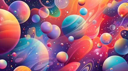 Captivating Cosmic Playground:A Whimsical of Celestial Orbs and Atmospheres - obrazy, fototapety, plakaty