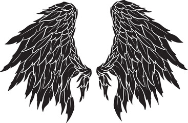 Feather Wings in the form of Angel or Dragon Illustration in Vector