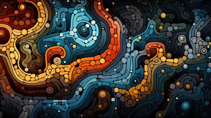 Vibrant abstract pattern with organic shapes and textures