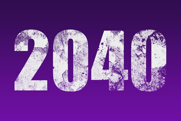 flat white grunge number of 2040 on purple background.	