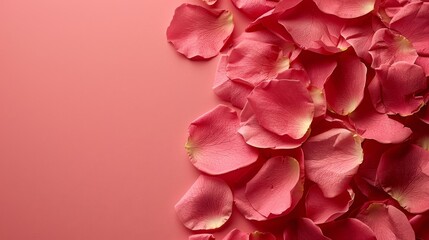   A bunch of pink flowers on a pink surface against a light pink background