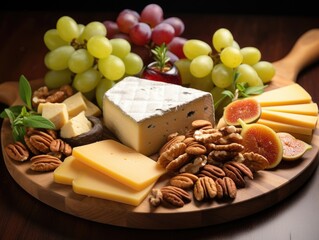 Delectable cheese and fruit platter
