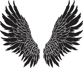 Obraz premium Feather Wings in the form of Angel or Dragon Illustration in Vector
