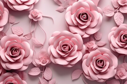 Elegant pink paper roses background