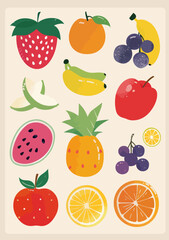 a picture of a bunch of fruit on a white background