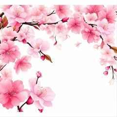 Watercolor spring seasonal cherry blossom flower and sakura flower