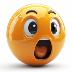 Shocked Yellow Emoticon with Glossy Surface