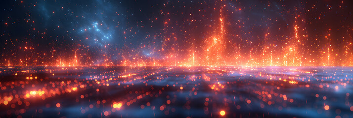 Fototapeta premium Neon Cityscape: Futuristic Digital Landscape