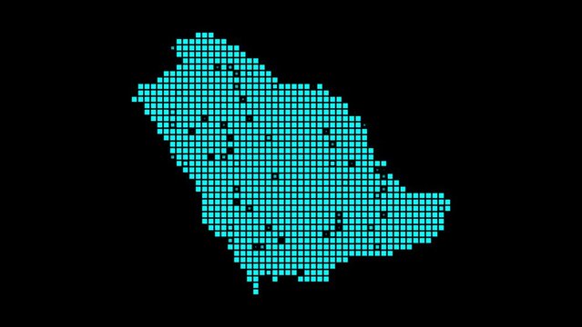 Saudi Arabia digital map. Map of Saudi Arabia in dotted style. Shape of the country filled with rectangles.