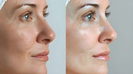 A image of a woman before and after. beautiful woman before and after comparison