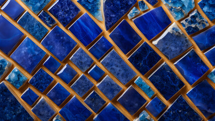 A blue tile mosaic with a brown border