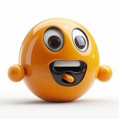 Cheerful Orange 3D Emoji Character with Excited Expression
