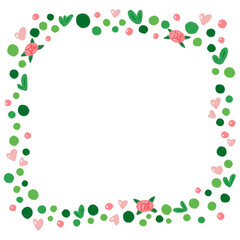 Green Dots Frame With Leaves And Flowers