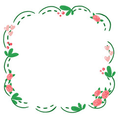 Floral Frame With Leaves And Hearts