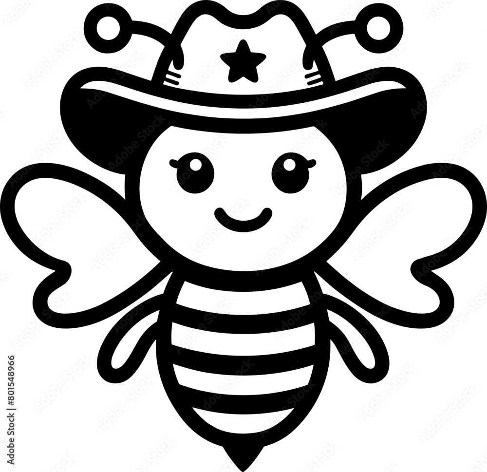 Poster Cowboy Bee Outline