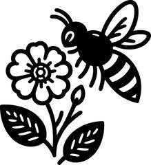 Bee with Flower Outline