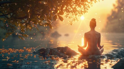 Tranquil Lakeside Meditation at Sunset