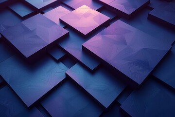 Create a seamless pattern of overlapping purple cubes with a subtle geometric texture and a warm purple glow from the center