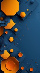 Create a seamless looping animated background in a retro futurism style with a blue background and orange and yellow accents. The animation should be subtle and calming.