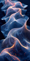 Obraz premium Colorful Waves, Particles, Background, Pattern,