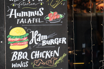 street food sign on blackboard