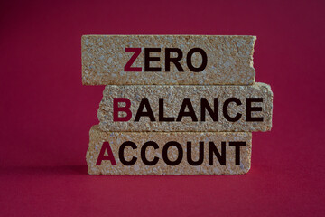 ZBA zero balance account symbol. Concept words ZBA zero balance account on beautiful brick blocks. Beautiful red background. Business ZBA zero balance account concept.