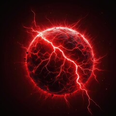Fototapeta premium Red electricity lightning strike and thunder isolated on a black background