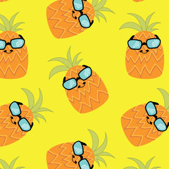 Pineapple seamless vector pattern. Summer texture with tropical fruit. Good for Fabric, textile, giftware, wallpaper, for book design and more.