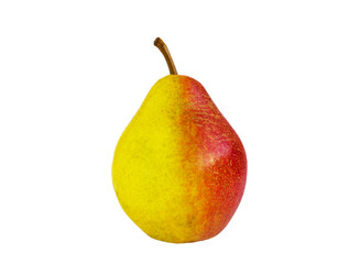 Vibrant Yellow and Red Pear Isolated on a White Background