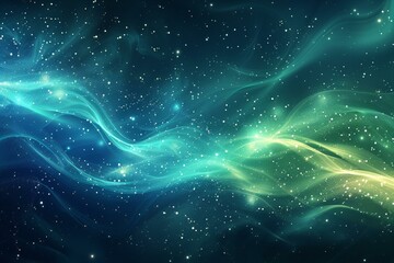 Stunning Blue and Green Abstract Background With Sparkling Particles