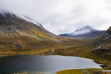 Autumn landscape in Trollstigen road in south Norway in Europe