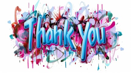 Words Thank You created in Graffiti Calligraphy.