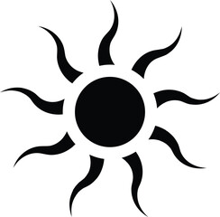 Set of sunshine and solar glow sunrise or sunset. Hand drawn symbol. Vector Illustration.