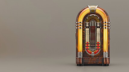 Fashioned retro jukebox in minimalist background. Vibrant color fashioned jukebox.