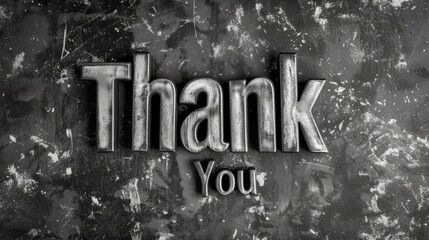 Grey Glossy Surface Thank you concept creative art poster.