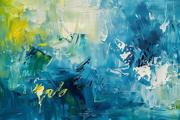 Vibrant Blue and Green Abstract Art Painting Background