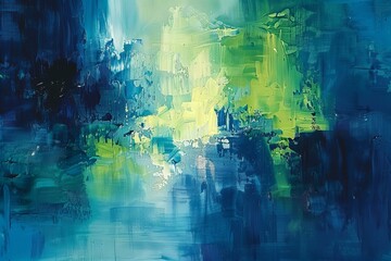 Vibrant Blue and Green Abstract Art Painting