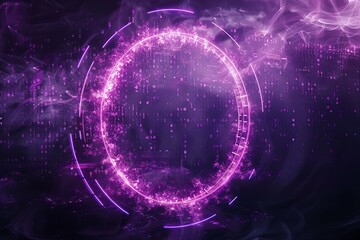 Obraz premium Futuristic Purple Circle with Glowing Numerals and Sparks
