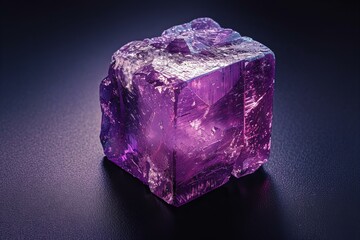 Stunning Purple Quartz Cube on Dark Background