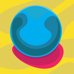 Vector 3D colorful background with sphere. Object shading, 3D effect. A sphere with a cast shadow, a geometric object