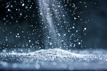 Elegant White Powder Sprinkle on Dark Background