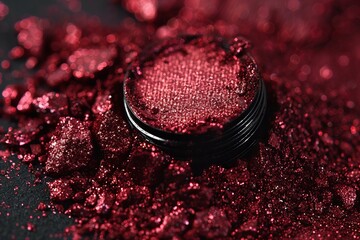 Stunning Red Shimmer Effect on Dark Background for Cosmetics