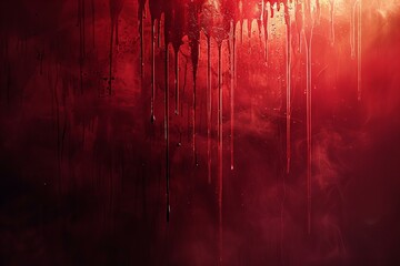 Crimson Red Background with Dripping Blood and Dust Effect