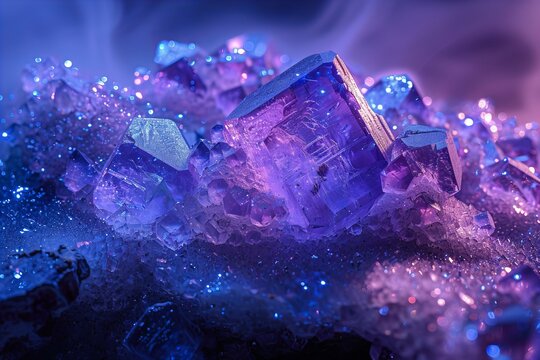 Iolite Crystals with Sparkling Dust and Blue Violet Aura